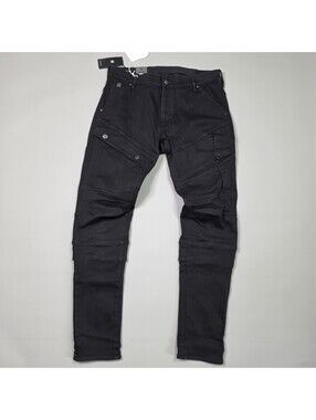 New G Star Raw Airblaze 3D Skinny Cargo  Pitch Black Stretch Jeans 36x34